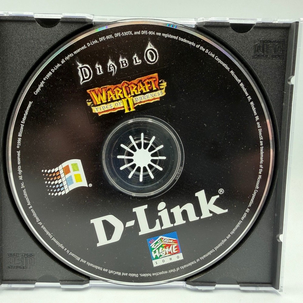 Diablo & Warcraft II Tides of Darkness D-Link Promo PC Game Disc TESTED RARE